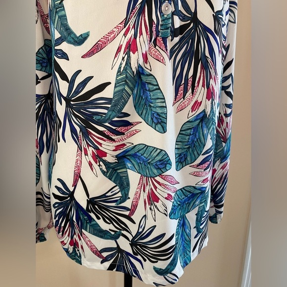 Draper and Damon’s Hawaiian Print Blouse Pink Green Palm Print Golden Girls NEW - Picture 9 of 11